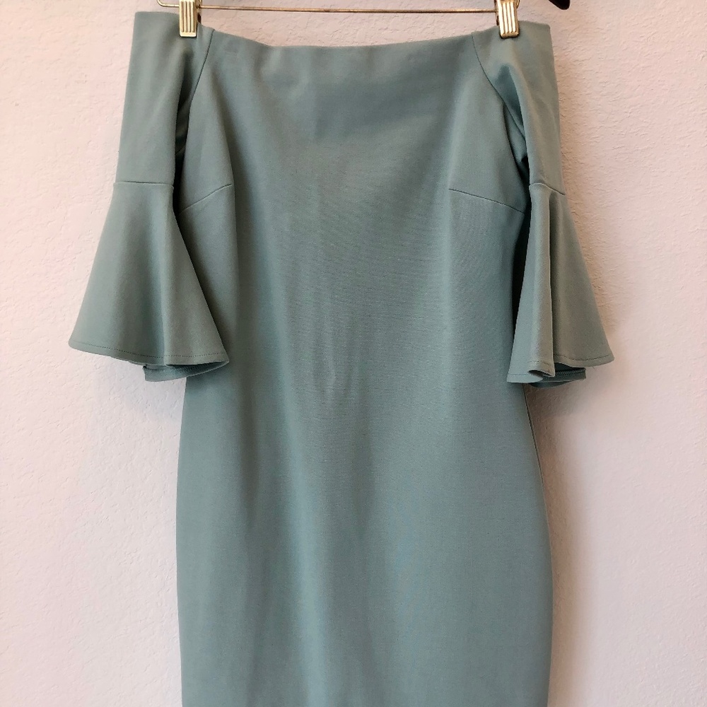 Gianni Bini Strapless Sage Green Off-Shoulder Dress